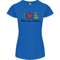 Peace Love Christmas Xmas Womens Petite Cut T-Shirt Royal Blue