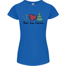 Peace Love Christmas Xmas Womens Petite Cut T-Shirt Royal Blue