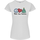 Peace Love Christmas Xmas Womens Petite Cut T-Shirt White