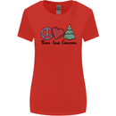 Peace Love Christmas Xmas Womens Wider Cut T-Shirt Red
