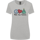 Peace Love Christmas Xmas Womens Wider Cut T-Shirt Sports Grey