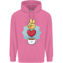 Peace Love Coffee Childrens Kids Hoodie Azalea