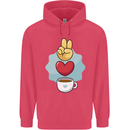 Peace Love Coffee Childrens Kids Hoodie Heliconia