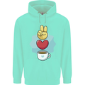 Peace Love Coffee Childrens Kids Hoodie Peppermint