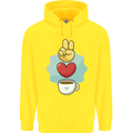 Peace Love Coffee Childrens Kids Hoodie Yellow