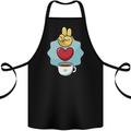 Peace Love Coffee Cotton Apron 100% Organic Black