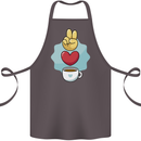 Peace Love Coffee Cotton Apron 100% Organic Dark Grey