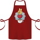 Peace Love Coffee Cotton Apron 100% Organic Maroon