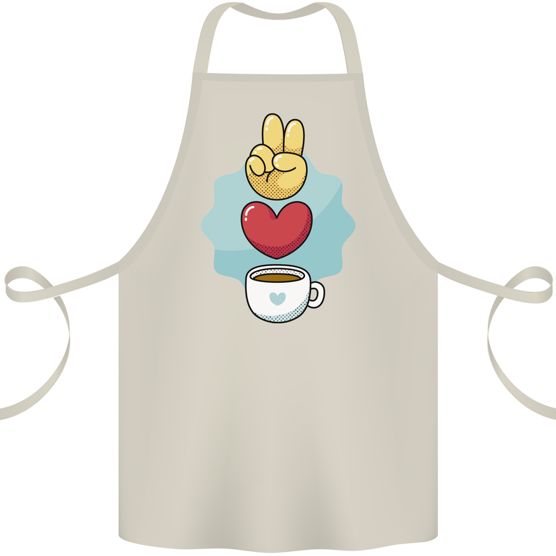 Peace Love Coffee Cotton Apron 100% Organic Natural