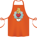 Peace Love Coffee Cotton Apron 100% Organic Orange