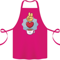 Peace Love Coffee Cotton Apron 100% Organic Pink