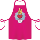 Peace Love Coffee Cotton Apron 100% Organic Pink