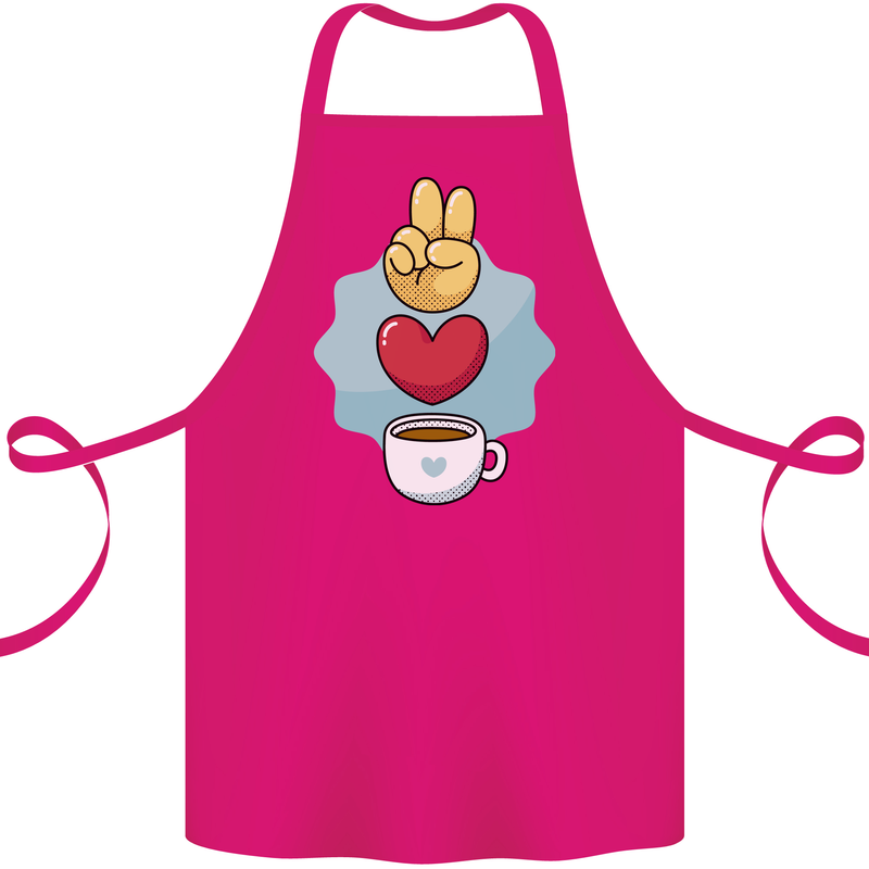 Peace Love Coffee Cotton Apron 100% Organic Pink