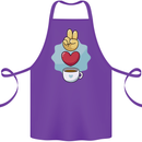 Peace Love Coffee Cotton Apron 100% Organic Purple
