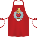 Peace Love Coffee Cotton Apron 100% Organic Red