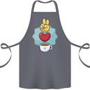 Peace Love Coffee Cotton Apron 100% Organic Steel