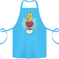 Peace Love Coffee Cotton Apron 100% Organic Turquoise
