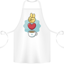 Peace Love Coffee Cotton Apron 100% Organic White