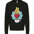 Peace Love Coffee Kids Sweatshirt Jumper Black