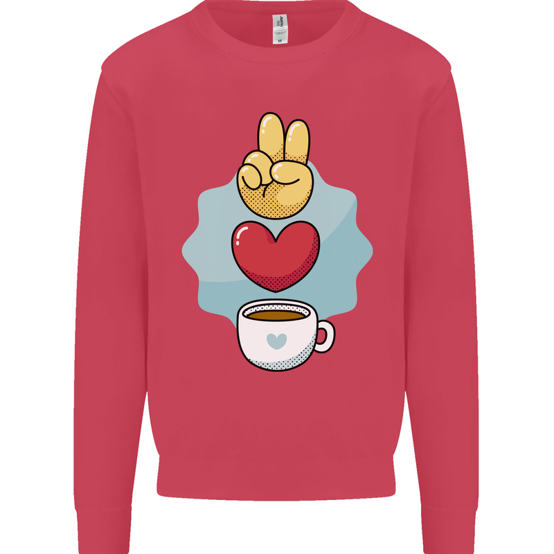 Peace Love Coffee Kids Sweatshirt Jumper Heliconia