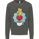 Peace Love Coffee Kids Sweatshirt Jumper Storm Grey