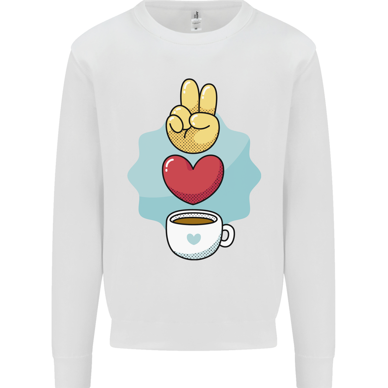 Peace Love Coffee Kids Sweatshirt Jumper White