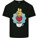 Peace Love Coffee Kids T-Shirt Childrens Black