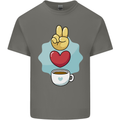 Peace Love Coffee Kids T-Shirt Childrens Charcoal
