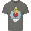 Peace Love Coffee Kids T-Shirt Childrens Charcoal