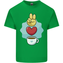 Peace Love Coffee Kids T-Shirt Childrens Irish Green