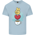 Peace Love Coffee Kids T-Shirt Childrens Light Blue