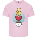 Peace Love Coffee Kids T-Shirt Childrens Light Pink