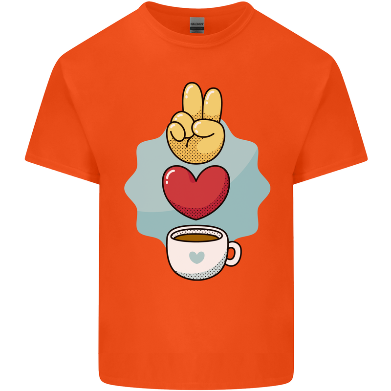 Peace Love Coffee Kids T-Shirt Childrens Orange