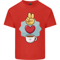 Peace Love Coffee Kids T-Shirt Childrens Red