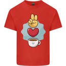 Peace Love Coffee Kids T-Shirt Childrens Red