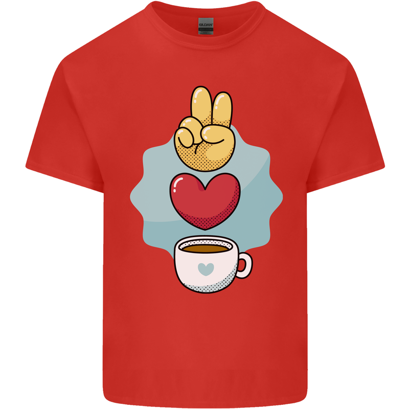 Peace Love Coffee Kids T-Shirt Childrens Red