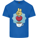 Peace Love Coffee Kids T-Shirt Childrens Royal Blue