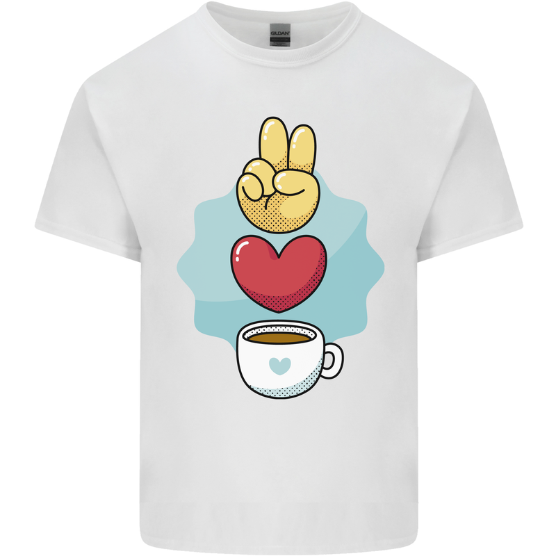Peace Love Coffee Kids T-Shirt Childrens White
