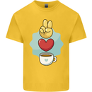 Peace Love Coffee Kids T-Shirt Childrens Yellow