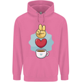 Peace Love Coffee Mens 80% Cotton Hoodie Azelea
