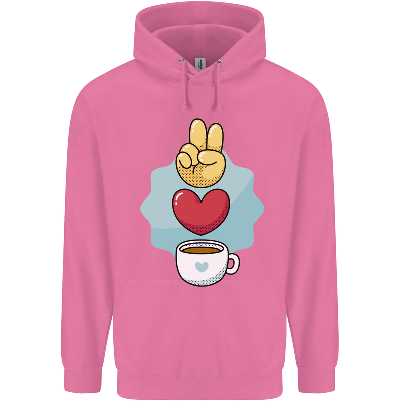Peace Love Coffee Mens 80% Cotton Hoodie Azelea