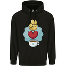 Peace Love Coffee Mens 80% Cotton Hoodie Black