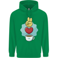 Peace Love Coffee Mens 80% Cotton Hoodie Irish Green