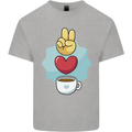 Peace Love Coffee Mens Cotton T-Shirt Tee Top Sports Grey
