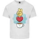 Peace Love Coffee Mens Cotton T-Shirt Tee Top White