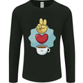 Peace Love Coffee Mens Long Sleeve T-Shirt Black