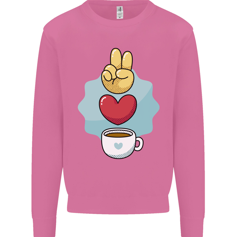 Peace Love Coffee Mens Sweatshirt Jumper Azalea