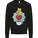 Peace Love Coffee Mens Sweatshirt Jumper Black