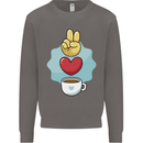 Peace Love Coffee Mens Sweatshirt Jumper Charcoal