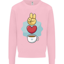 Peace Love Coffee Mens Sweatshirt Jumper Light Pink